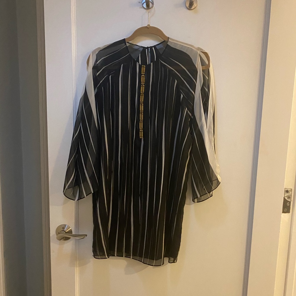 Halston Heritage Striped Mini Dress - Picture 1 of 7